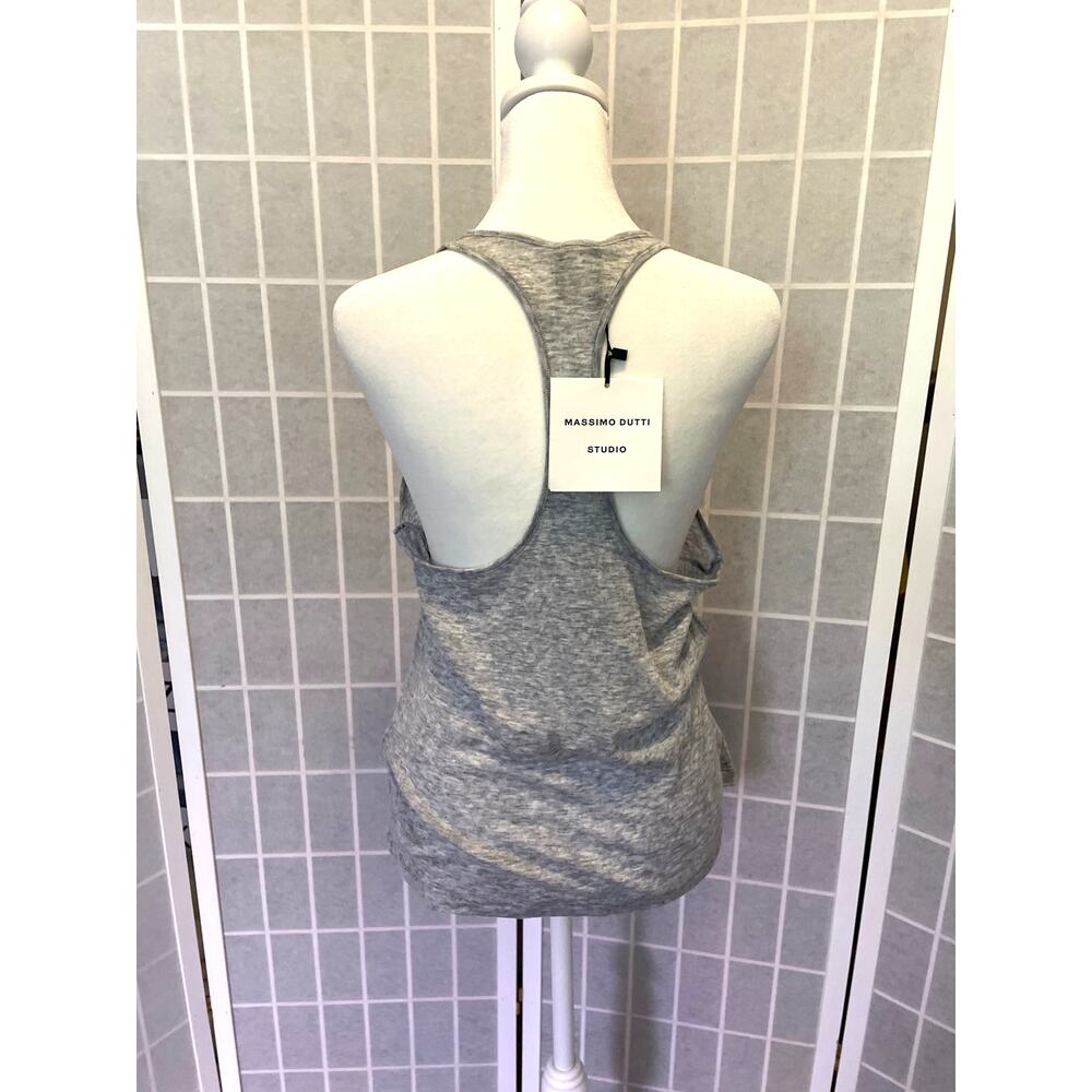 Massimo Dutti NEW Gray Racerback Drape Tank M Super Soft Quiet Luxury Minimalist - Picture 3 of 10